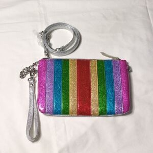 Bari Lynn Rainbow Wristlet Clutch & Chain PRIDE Handbag
